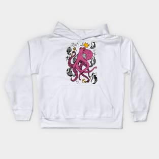 Royal Octopus - Pink and White Kids Hoodie